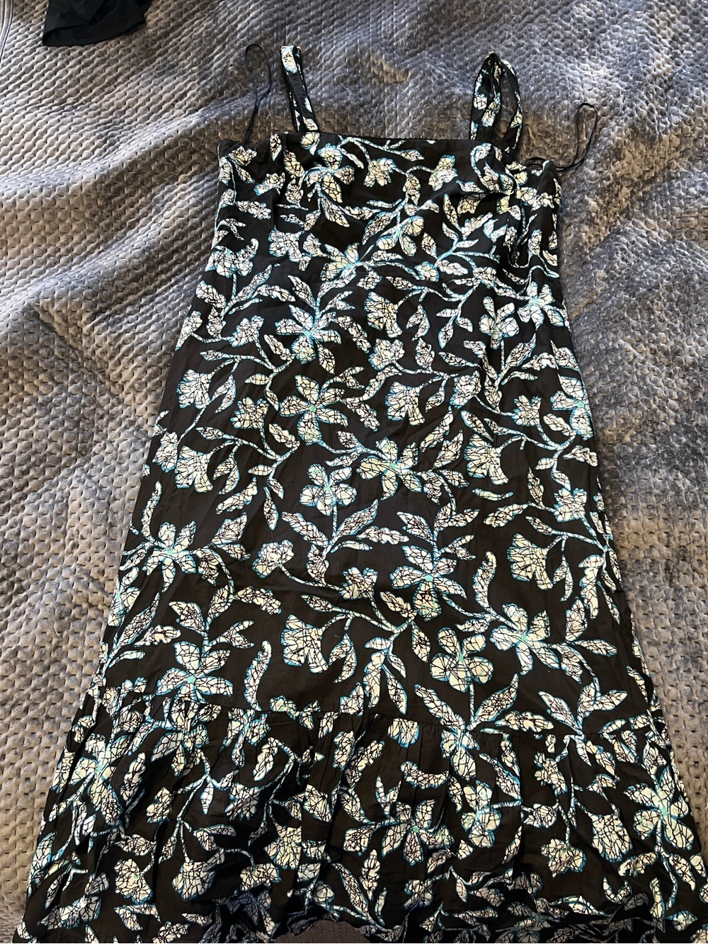 Hatley Black Midi Dress with White and Light Blue Floral Print